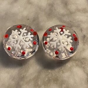 Glass Snowflake Double Sided Beads (2)